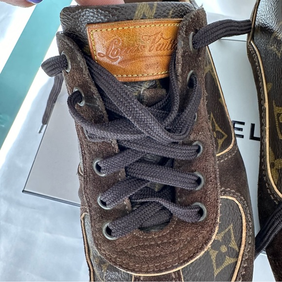 Louis Vuitton Brown Suede LV Monogram Canvas sneakers Size 36 US 6 6.5 7 *read - Picture 6 of 10